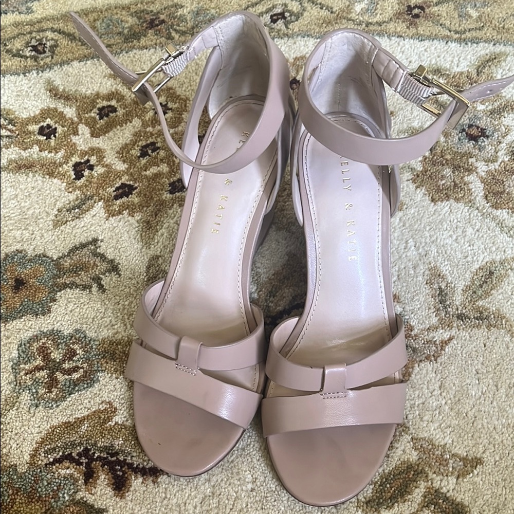 Kelly & Katie Tan T-Strap Sandals Minimalist Design